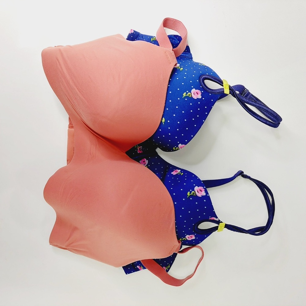 Bundle Soma Victoria Secret Blue Floral Coral T Shirt Bras 38D P7001